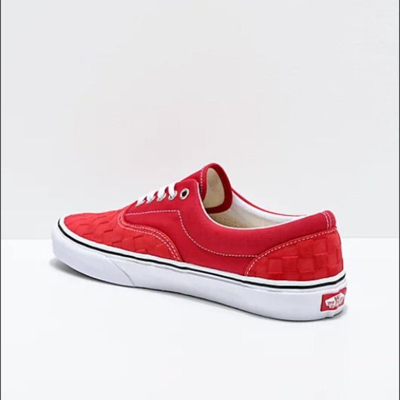 VANS Debossed Checkerboard Red Era Men's Sneakers - Picture 5 of 11